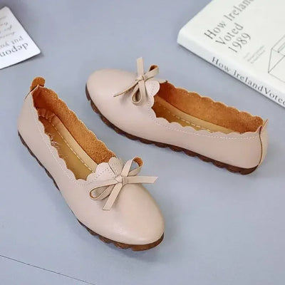 Non Slip Women's Flat Shoes With Bow Moccasins Ladies Footwear High Quality Fashion Elegant Dress Chic Point Luxury Brand