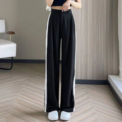 Wide-leg Pants for Women in Spring and Autumn High Waist Loose Straight Slim Striped Floor-moving Suit Pants
