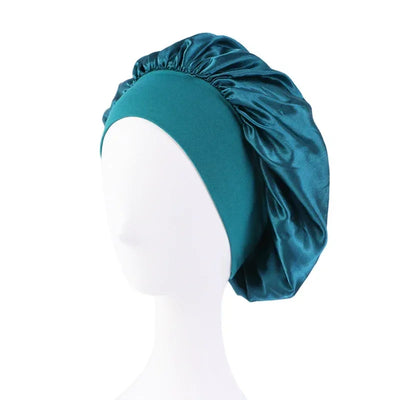 Satin Wide Brim Nightcap Shower Caps Silk Bonnet Elastic Soft Band Styling Cap Soft Silk Sleep Cap Bathroom Products