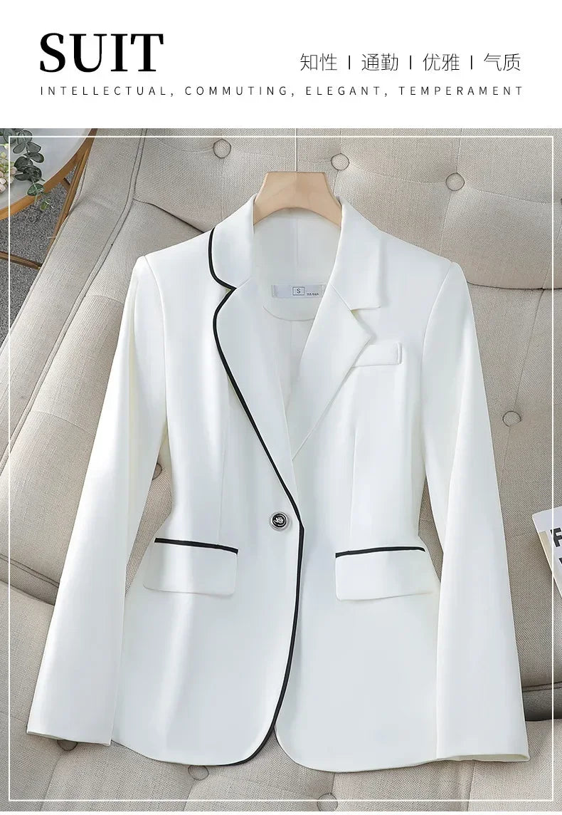 Luxury White Women's Blazer Women's Slim Suit Fashion Temperament Formal Suit Elegant Workwear Western-style Suit Jacket