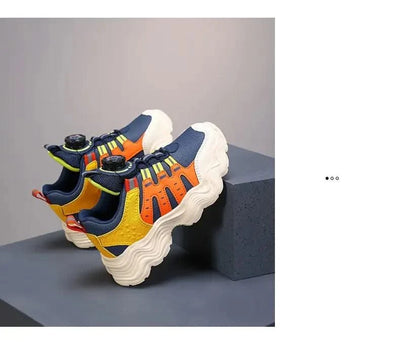 Children's Sports Shoes New Fashion Boys' Casual Sneakers Soft Soled Boys' and Girls' Rotating Buckle Anti Slip Running Shoes