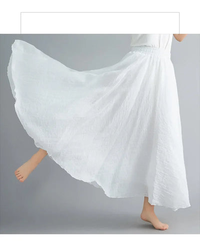 Fashion Cotton Linen Clothes Women Skirts Maxi Y2k Elegant Beach Saia Ropa Mujer Casual Vestido Boho Long Skirt Faldas Harajuku