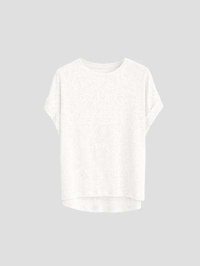 Women T Shirt Short Sleeve Cotton Linen Tops Crew Neck Oversize Dolman Plain Tees Spring Summer