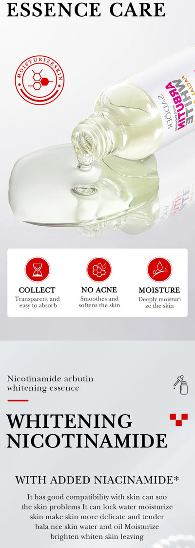 SADOER Arbutin Face Serum Moisturizing Nourishing Firming Brightening Face Serum Facial Essence Skin Care Products