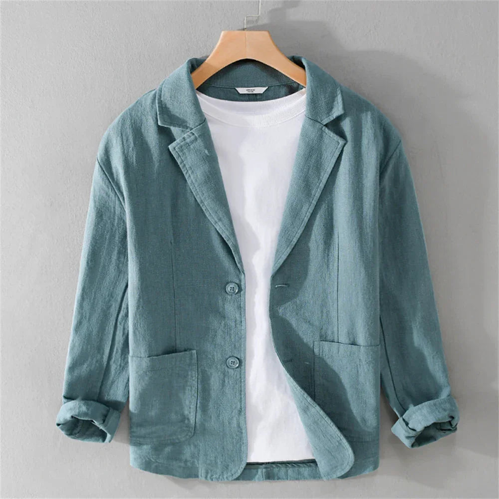 men's Blazers Linen and Cotton Casual men clothing fashion 2024 Spring Autumn Solid Tops for Young men loose Suit Coat