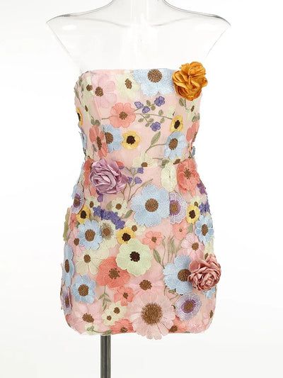 Luxury Dresses Women 2025 Summer Prom Gown New Bodycon Mini Party Dress Retro Embroidered Flower Evening Gowns Brithday Outfits