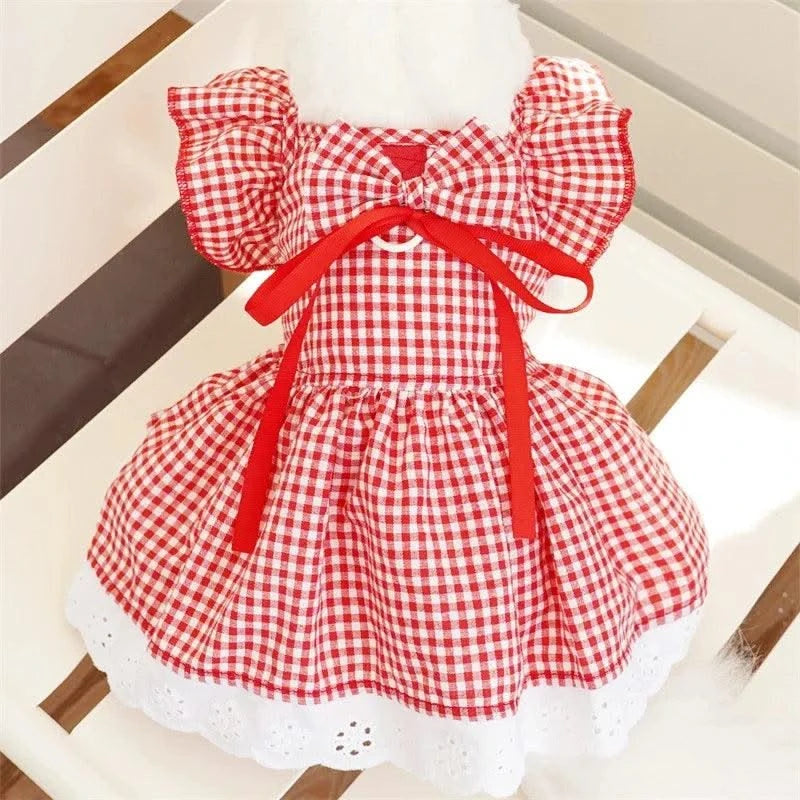 Pet Dog Clothes for Small Dogs Summer Dog Dress Fashion Print Puppy Princess Skirt Cute Flying Sleeve Cat Dress Pet Dog Costumes