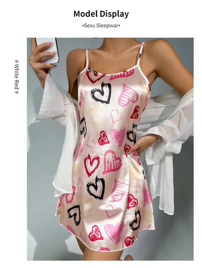 Women Nightdress Sexy Sleepwear Pajamas Nightgowns Slip Skirt Loungewear Nightie Ladies Summer Casual Home Clothes Pyjama Femme