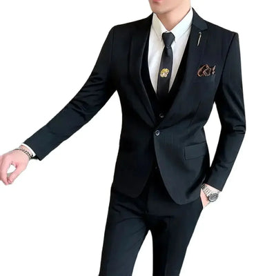 New Suit Men's three-piece Suit Men's Popular Wedding Party Wedding (Suit + Vest + Pants)