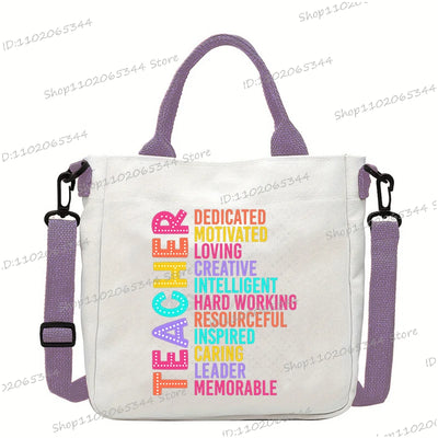 New Designer School Handbag Funny Back To School Print Crossbody Bag for Girls Boys Fashion Teacher Gifts Canvas Shoulder Bags