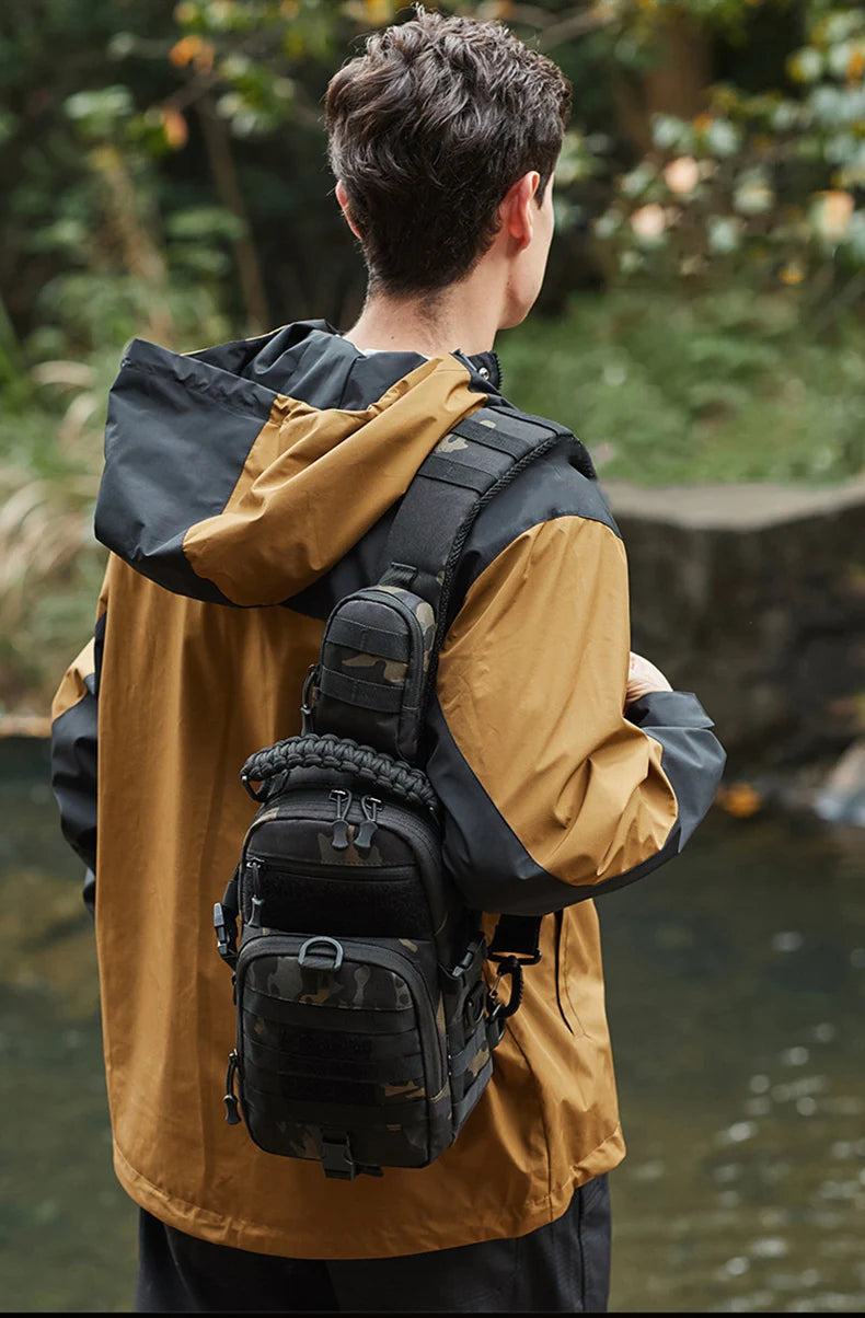 Men's Camping Chest Bag Tactical Sports Shoulder Outdoor Fanny Pack Hiking Climbing Cycling Fishing MOLLE System Sling Bags