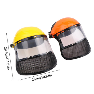 Safety Helmet Hat with Full Face Mesh Protective Mask for Garden Grass Trimmer Logging Brush Cutter Forestry Protection