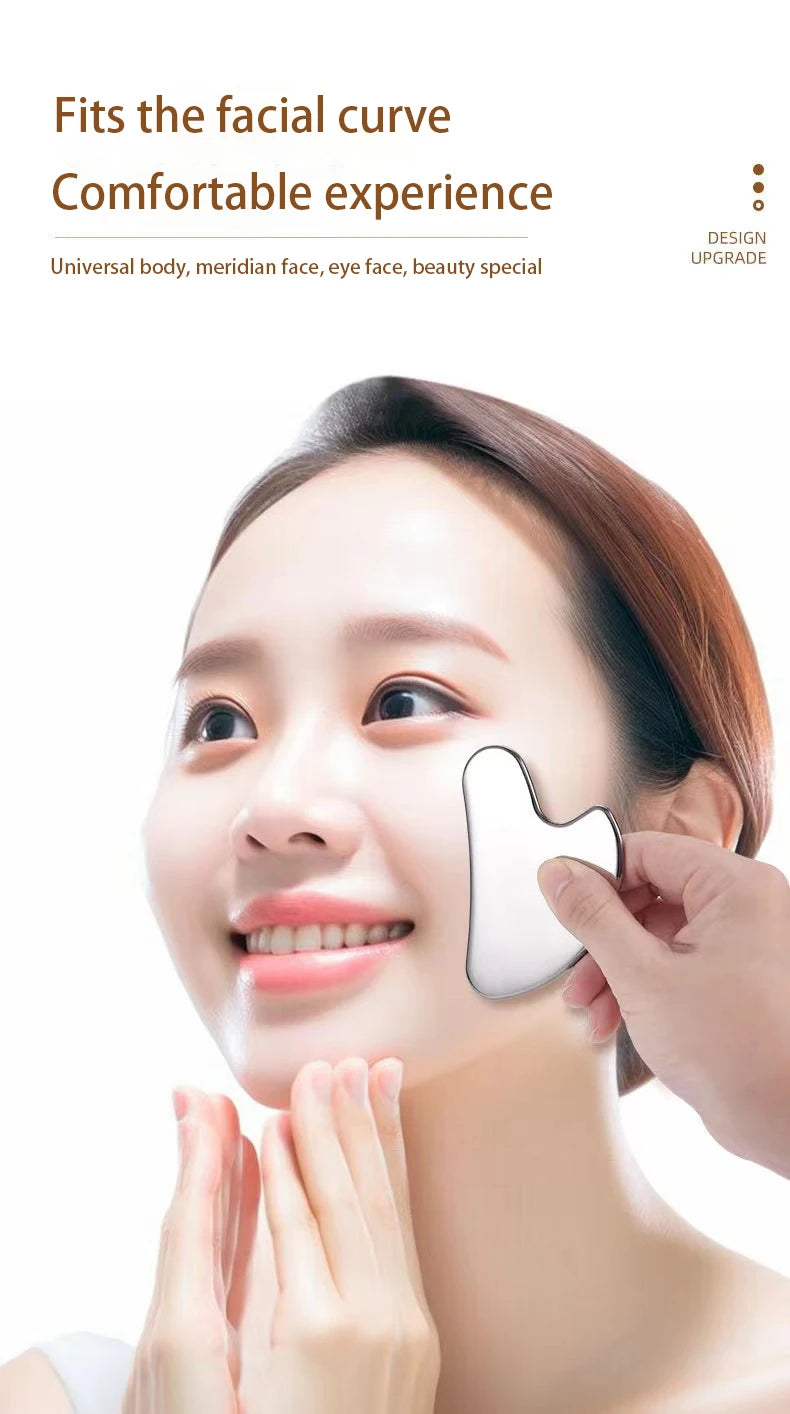 Facial Massage Scraper Stainless Steel Beauty Scraper Face Lift Law Full-Body Dolphin Heart Scraper Holster
