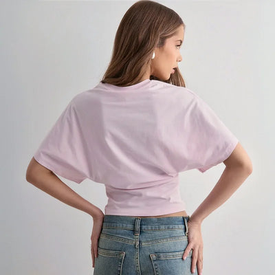 Women's cotton t-shirt summer 2025 baggy crop top French style elegant blouses Sense of design Short sleeve tee casual y25tp031