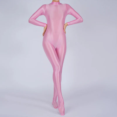 Sexy Womens Glossy Shiny Silky Tights Swimsuit Leggings Bodysuit Jumpsuit Ladies Elasticity Breathable Leotard Sleeping Romper