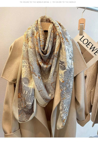 women's autumn and winter silk and wool dual purpose high-end scarves  large
