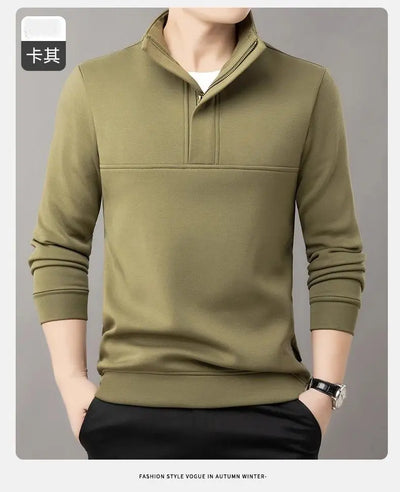 New Men's Sweatshirts Autumn and Winter Warm and Simple Personalized Trendy Tops Half-high Neck Base Shirt