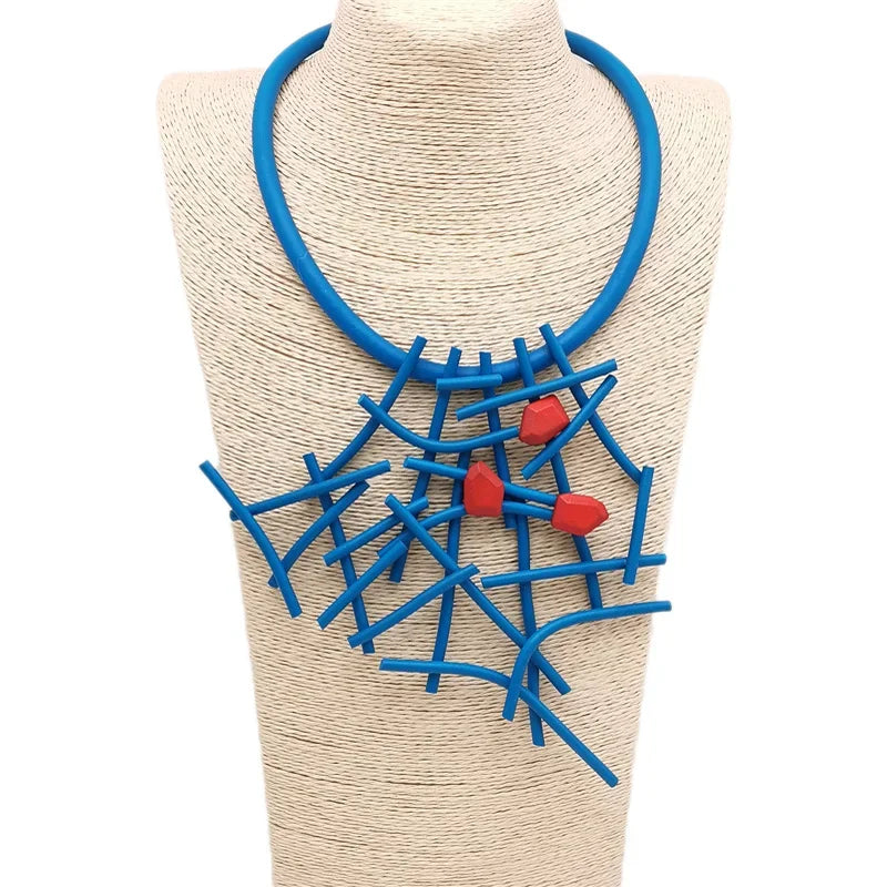 Fashion Designer Luxury Necklaces Women Handmade Gothic Pendant Necklace Rubber jewelry Wooden Accessories Statement Jewelry