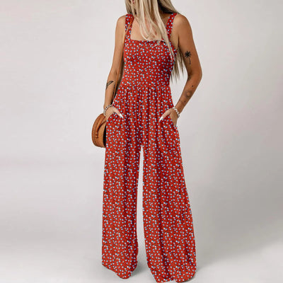 Summer Sexy Sling Jumpsuits Women'S Fashion Printed Loose Pencil Pants Casual Streetwear Elegant Party Female Spaghetti Rompers