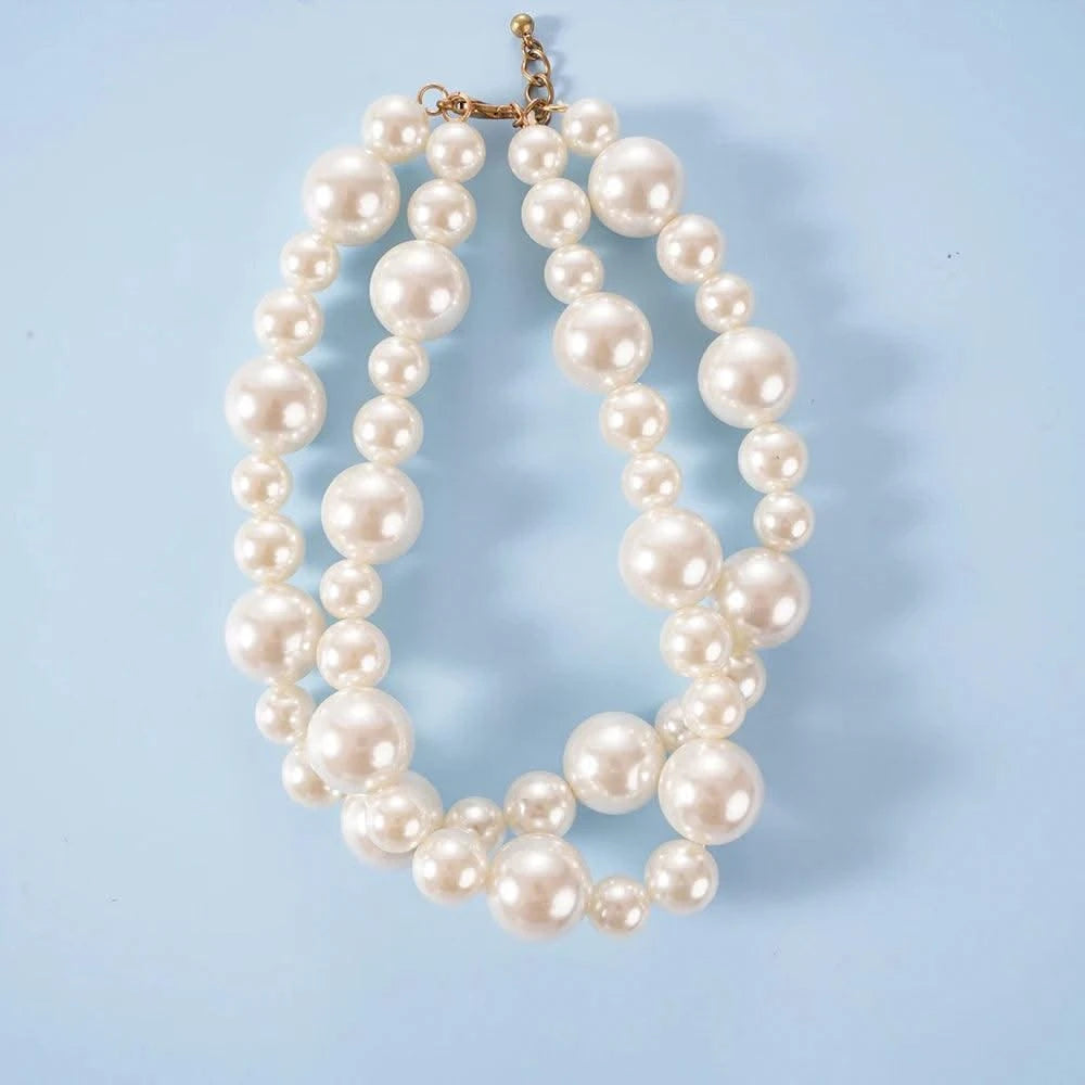 Elegant Double Choker Pearl Necklaces For Women (Bride To Be, Wedding , Banquet Jewellery)