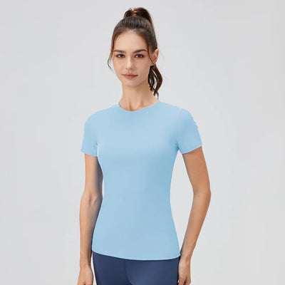 2024 Women Sports Shirt Tight Yoga top Quick Dry Gym Top Outdoor Short Sleeve Running Sportswear Women T-shirts - Elanique