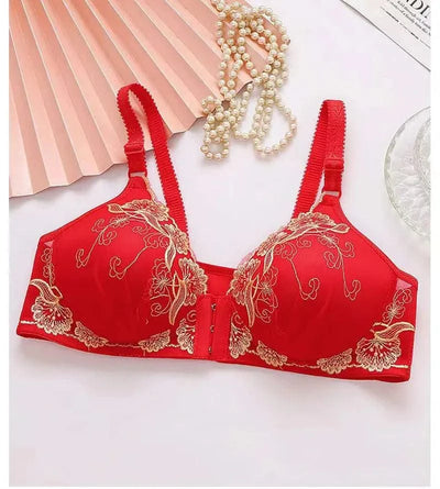 Lace Embroidery Bra Women Front Closure Underwear Wireless Bras Lady Push Up Brassiere Breathable Thin Female Bralette Lingerie