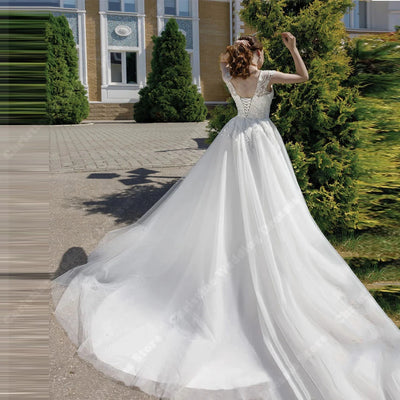 Elegant Lace Print Women Wedding Dresses Sexy V-Neck Sleeveles A-Line Bridal Gowns Modern Mopping Length Vestidos De Novias 2025