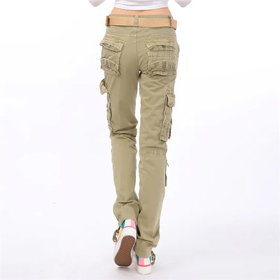 Women Cargo Pants Camouflage Overalls Multi-pockets Oversize Climbing Hiking Outdoor Travelling Army Green Sports Trousers 6XL
