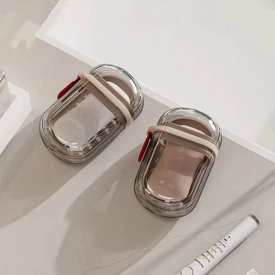 Soap Dish with Drain WaterLuxury Travel Soap Case Sealed Portable Container Mini Soap Box Compact Storage for Business Trips