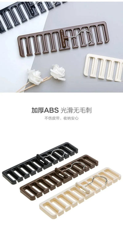 Tie Belt Hanger Wardrobe Closet Belts Scarf Hanging Organizer Rotating 10 Card Slots Storage Holder Rack Hook Bedroom Home Items