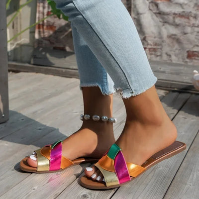Designer Woman Flat New Slippers Woven with Comfortable Women's Shoes Casual Bottom Slippers Women's Shoes Summer
