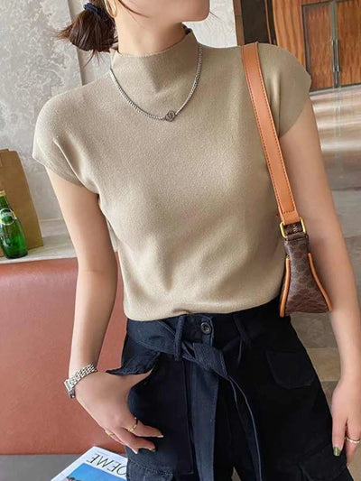 Crew Neck Fashion Women T Shirt Street Casual Knitted T-Shirt Solid Top Tees Sexy Slim Summer Short Sleeve Women's Clothing