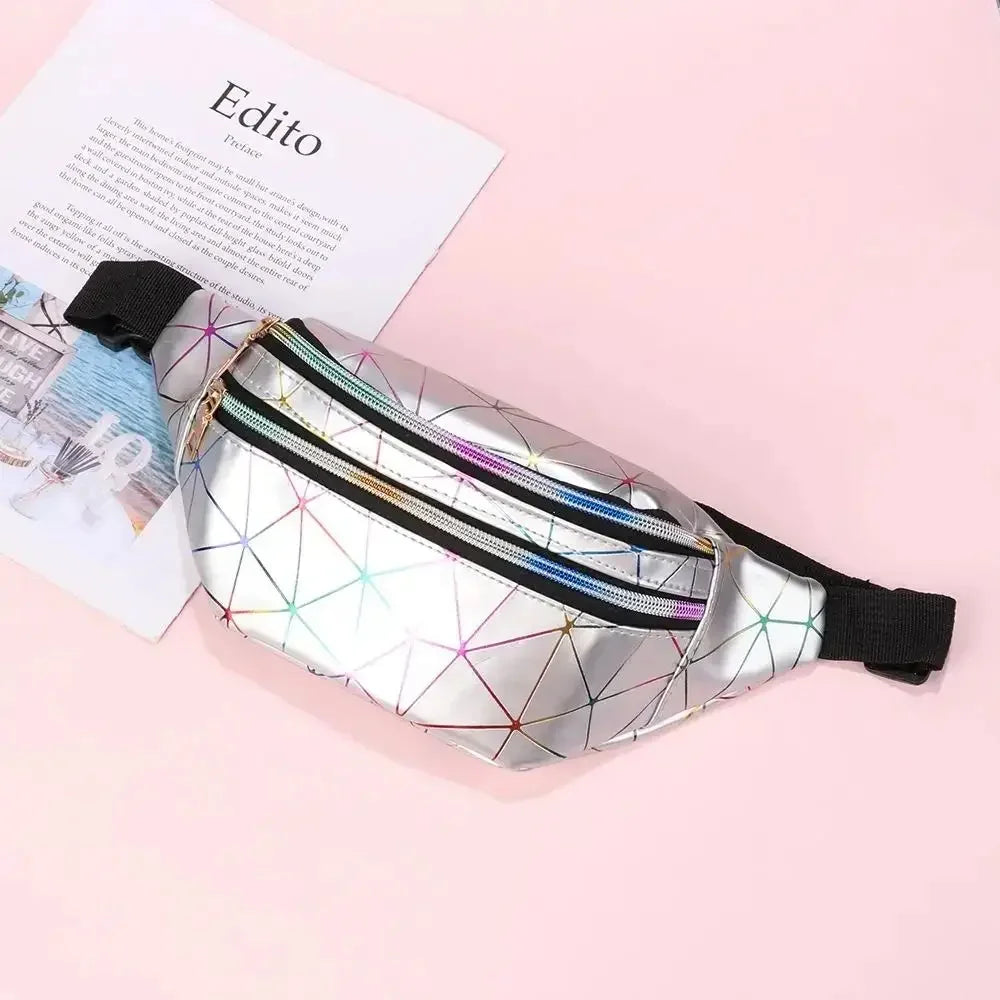 New Fashion Women Waist Packs Fanny Pack Pouch Hip Purse Satchel Laser Belt Bags Geometric Patterns Wallet