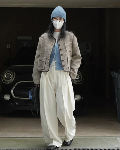 women's casual solid color straight leg wide trousers loose wear thin trousers pants