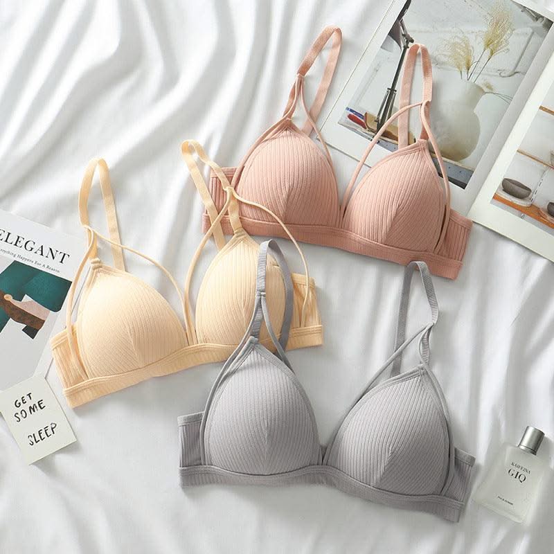 Cotton Bra For Women Push Up Bralette Sexy Lingerie Deep V Backless Comfort Small Breast Thin Pad Bra Female Cotton Underwear