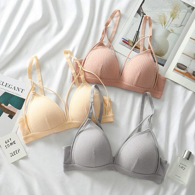 Cotton Bra For Women Push Up Bralette Sexy Lingerie Deep V Backless Comfort Small Breast Thin Pad Bra Female Cotton Underwear