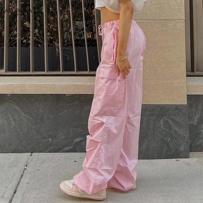 Low Waist Parachute Loose Baggy Sweatpants Trousers Women Jogger Cargo Pants Streetwear Outfits