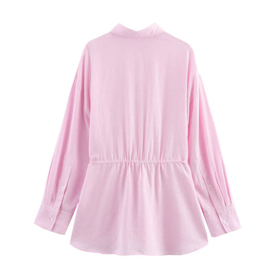 White Shirt For Women Fashion Cotton And Linen Loose Lace Up Blouse Spring Summer 2025 New Long Sleeve Simple Casual Shirts Lady