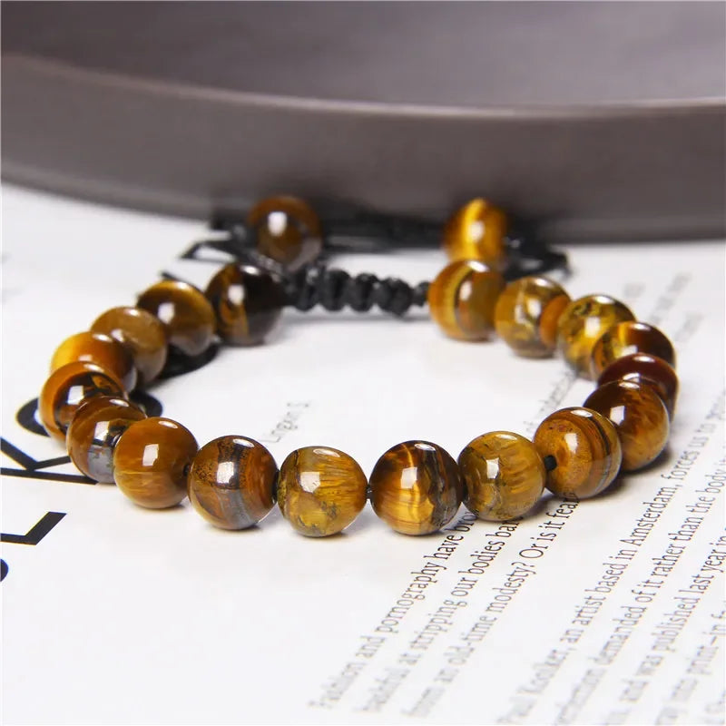 Garnets Stone Beads Bracelets Fashion Adjustable Braided Rope Bracelets Bangles Men Women Yoga Healing Balance Bracelets Jewelry