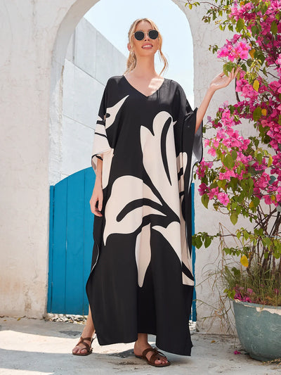 Plus Size L-5XL Bohemian Women Maxi Dress 2023 Autumn Printed Casual Shirt Party Vestidos Loose Sundress
