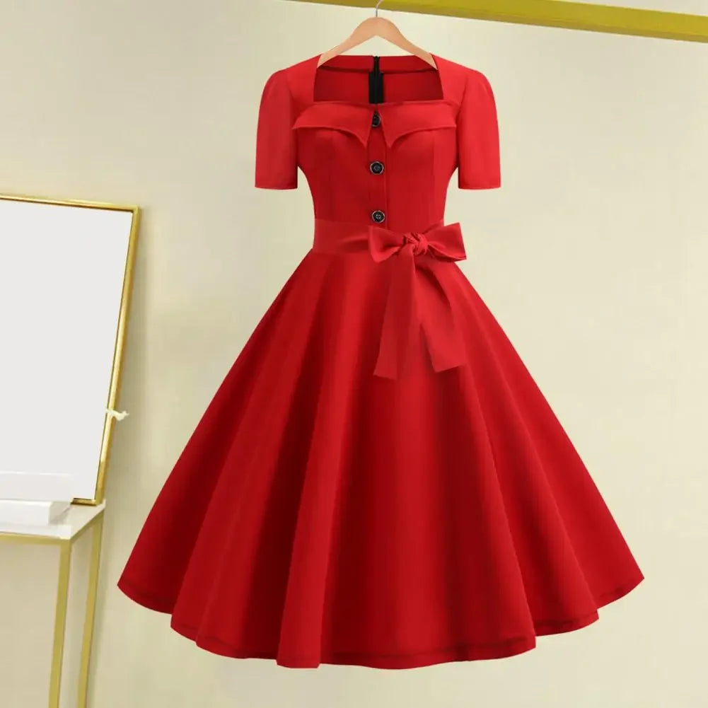 Women Vintage Dress Summer 50s 60s Retro Pin Up Swing Rockabilly Vestidos Elegant Black Polka Dot Office Party Dress