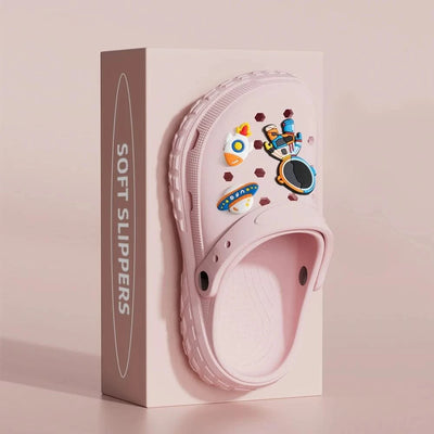 BASATU Cute Clogs Sandals DIY Cartoon Shoes Mules Clogs Boys Girls Sandals Non-slip Beach Slippers Summer Sandals Garden Shoes