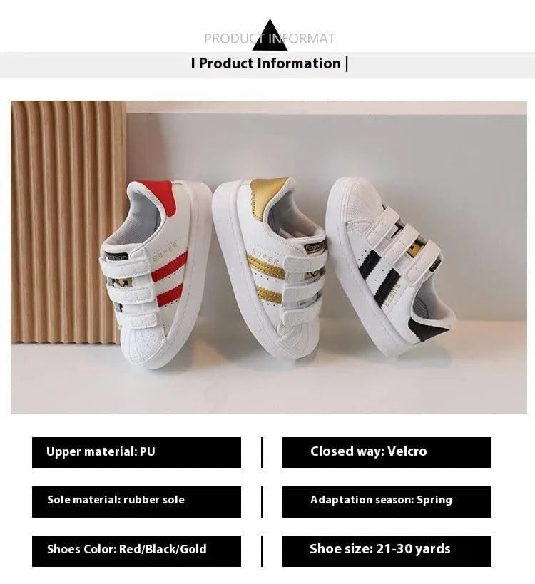 Children's Sports Shoes Spring and Fall Four Seasons Models Boys and Girls Casual Board Shoes Shell Head Small White Shoes