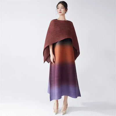 Womens Dresses Evening Dresses Ladies' Lssey Miyake Dress's High Sense Wear 2025 New Gradient Sleeveless Loose Long Dress Tide