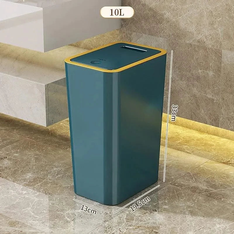 Trash Can with Lid Semi Automatic Large Capacity Garbage Bin Toilet Living Kitchen Bedroom Press Plastics Trash Bin Home Items