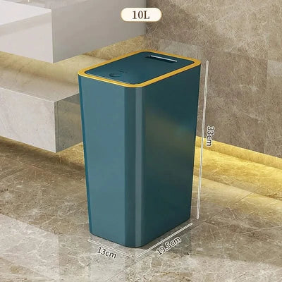 Trash Can with Lid Semi Automatic Large Capacity Garbage Bin Toilet Living Kitchen Bedroom Press Plastics Trash Bin Home Items
