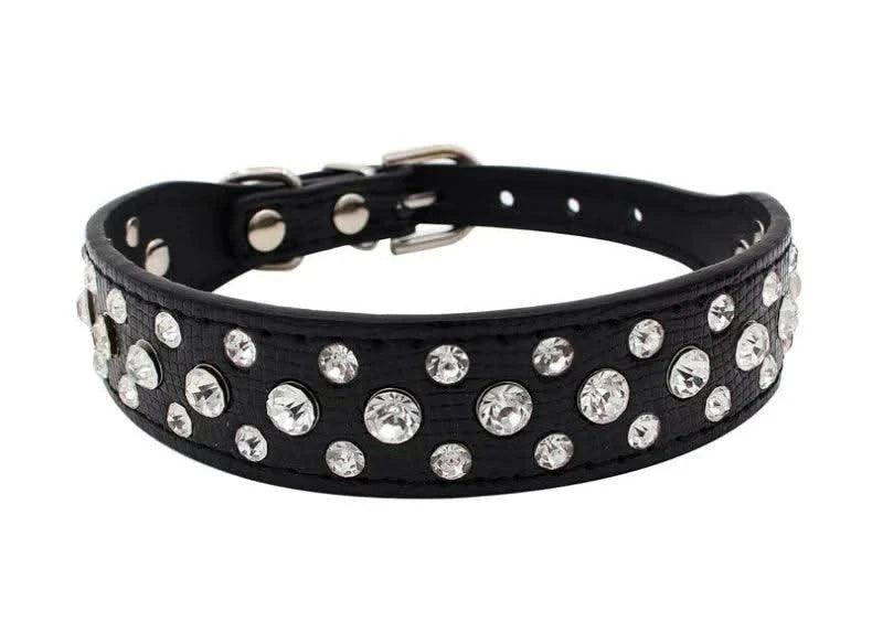 Pet collars for small dogs, pet collars, rhinestone PU collars for cats and dogs, adjustable to prevent pets from being lost