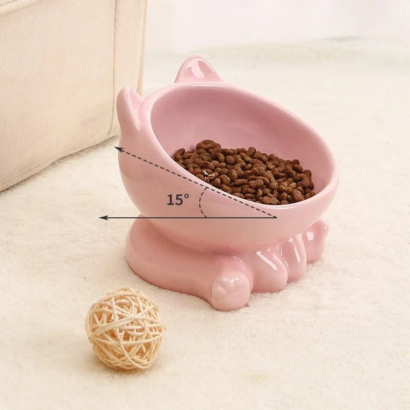 Cat And Dog Rice Bowl Pet Accessories Ceramic Diagonal High Feet Stable Cute Protection Cervical Spine Cat Dog Drinking Bowls ﻿