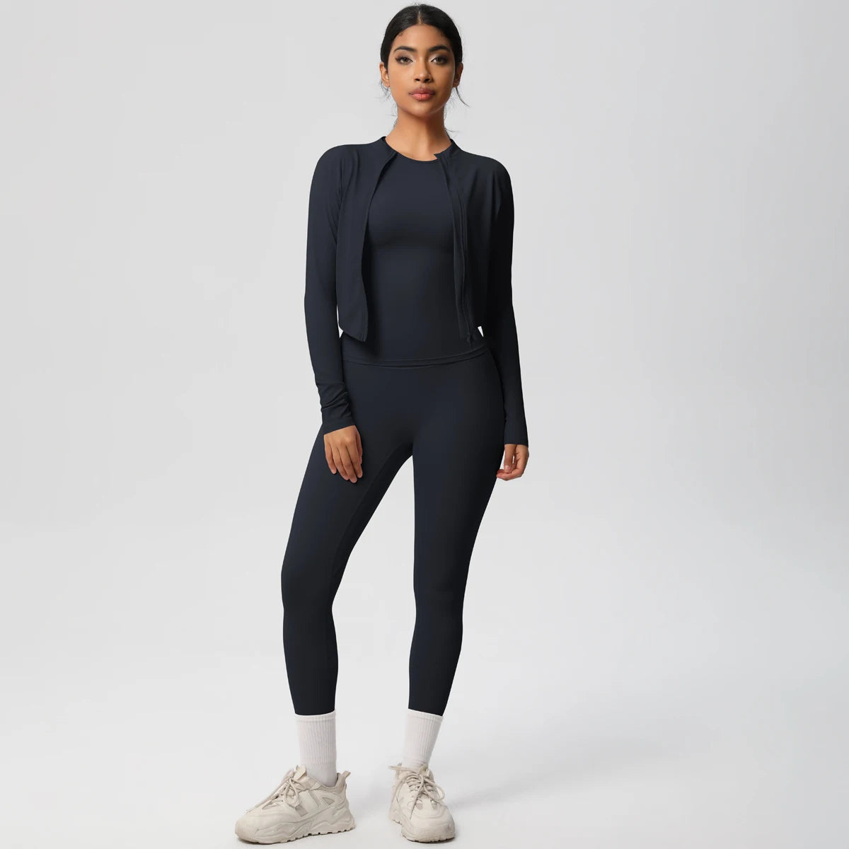 Women Sportswear Yoga Set Workout Clothes Athletic Wear Sports Gym Legging Fitness Top Long Sleeve Yoga Suit ﻿