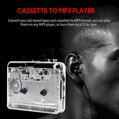TON010 Cassette Player Portable Tape Recorder To Mp3 Full Transparent Shell USB Cassette Capture To MP3 Format Tape Music Player